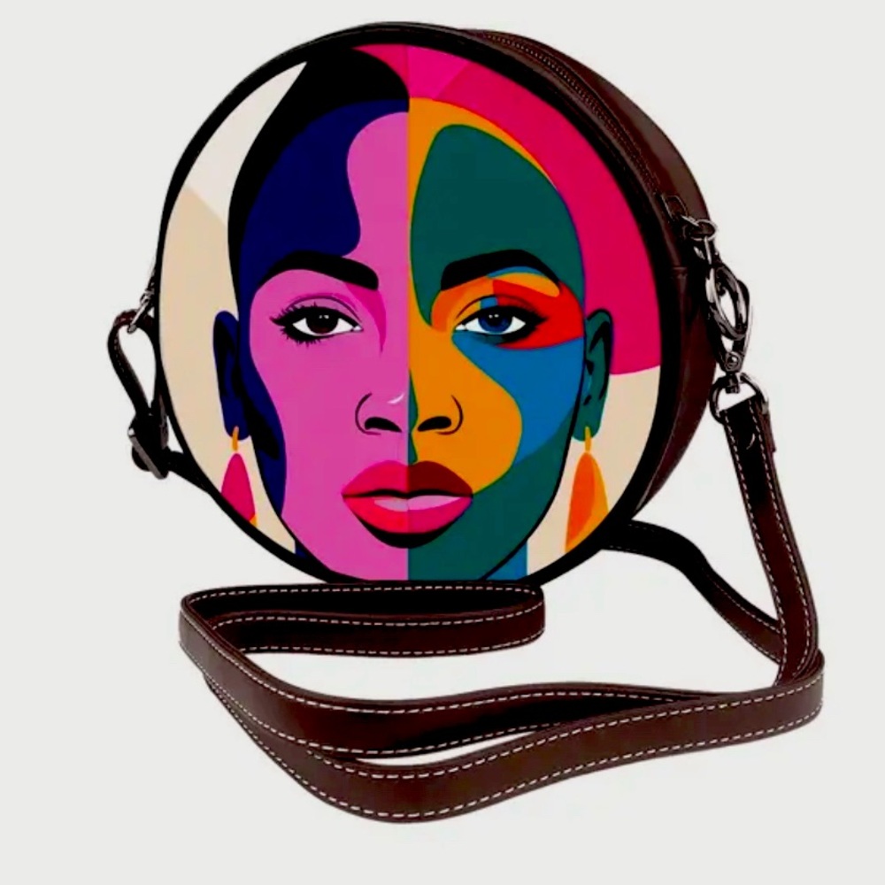 Colorful Afrocentric Lady Face Crossbody Women's Bag